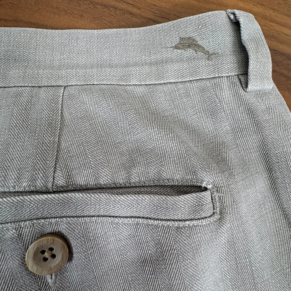 Tommy Bahama Mens‎ Gray Silk Blend Pleated Dress Pants 35x34 Floral Lined